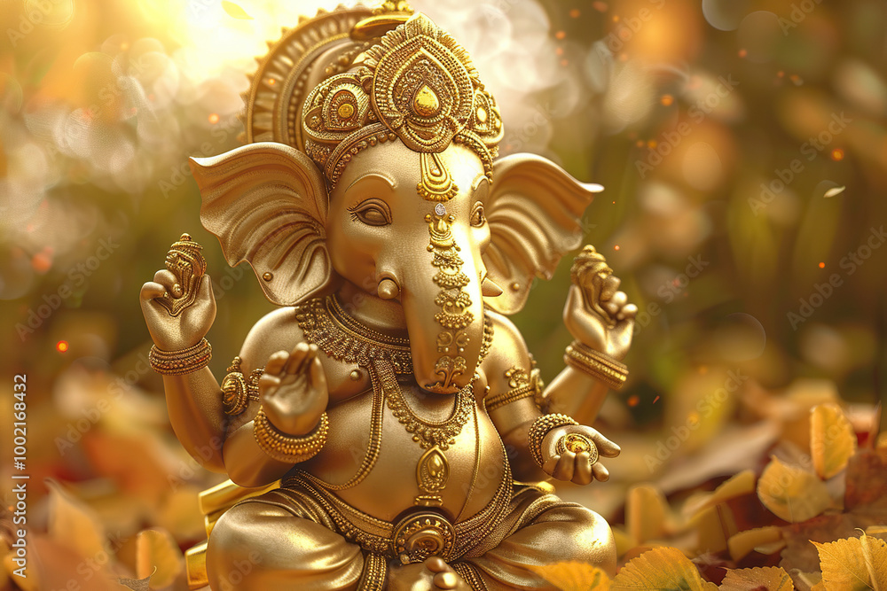 Beautiful greeting card with bright holiday composition for happy celebrate Ganesh Chaturthi Beautiful greeting card with bright holiday composition for happy celebrate Ganesh Chaturthi