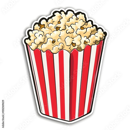 A clipart sticker of a bag of popcorn Generative AI