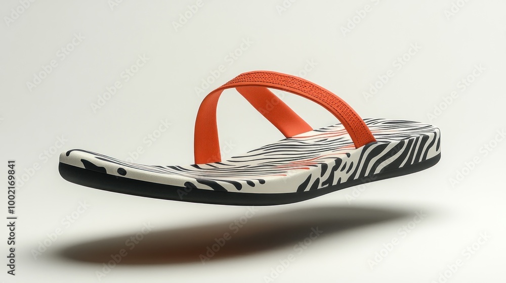 A floating flip-flop with a stylish design and vibrant colors. A floating flip-flop with a stylish design and vibrant colors.