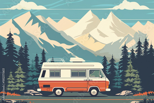 Wallpaper Mural Holiday trip on large family motorhome for holiday in beautiful nature Torontodigital.ca