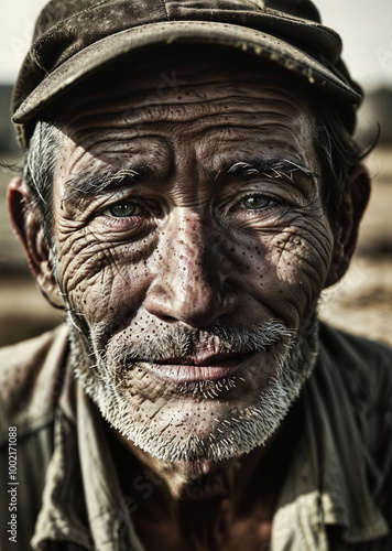 Close-up portrait of an old man.