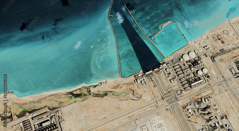 Qatar's Ras Laffan Oil Refinery from a bird's eye view in the Persian Gulf
