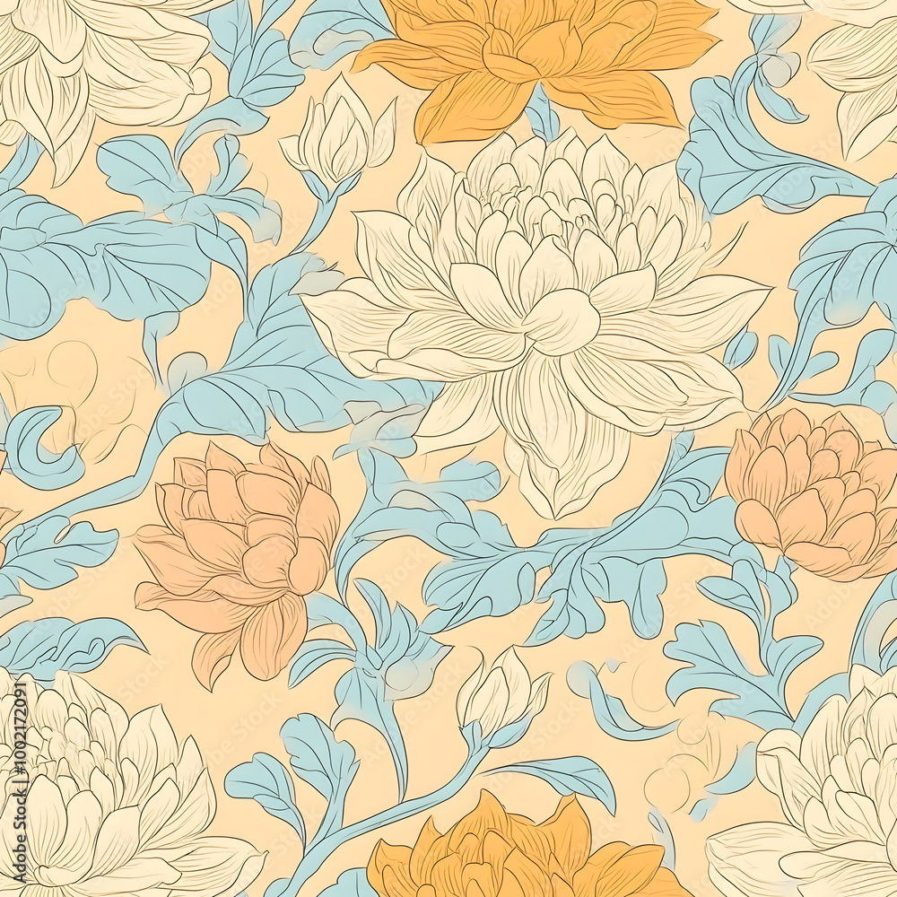 custom made wallpaper toronto digitalChinese-inspired doodle tile seamless patterns in an illustrator graphic style
