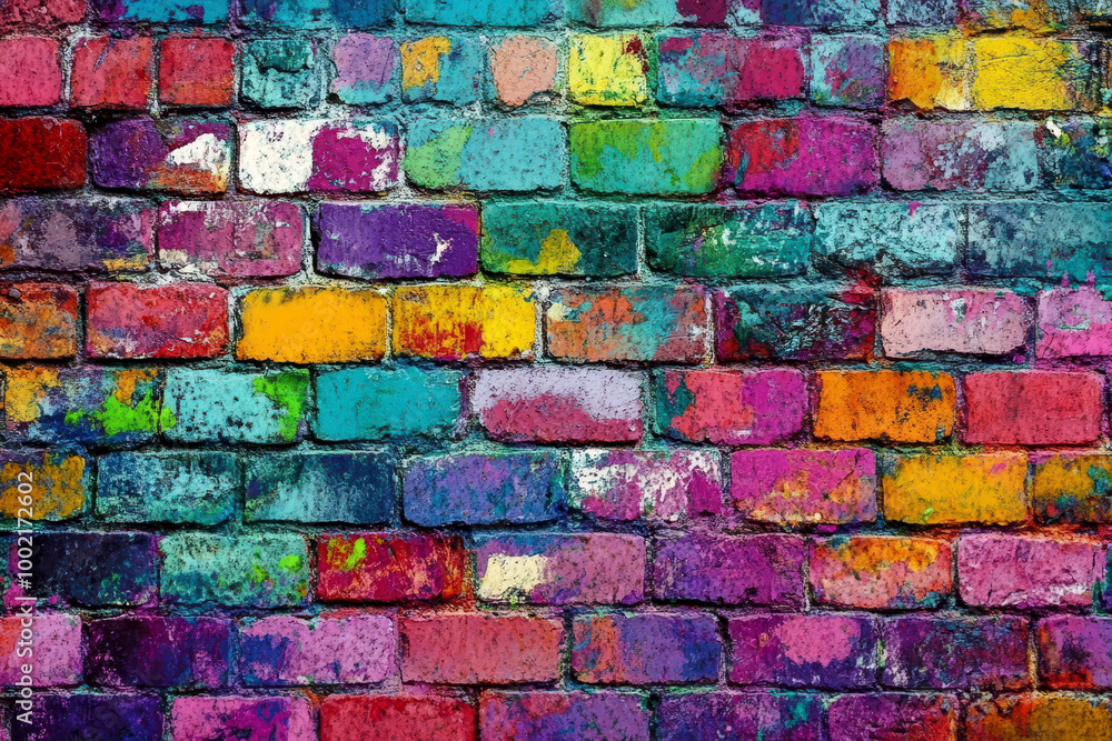 Fototapeta premium illustrator of graffiti brick wall. ai generative.