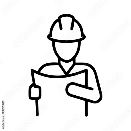 Dynamic Architect with Blueprints and Hard Hat Leading the Way in Modern Architecture Vector






