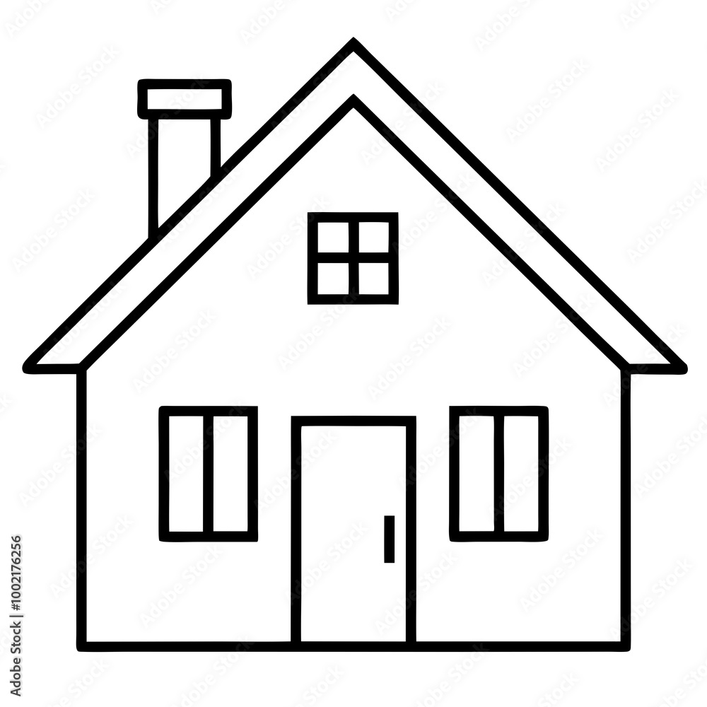 Simple Line Art Icon of Traditional Single Family House Vector Design
Simple Line Art Icon of Traditional Single Family House Vector Design