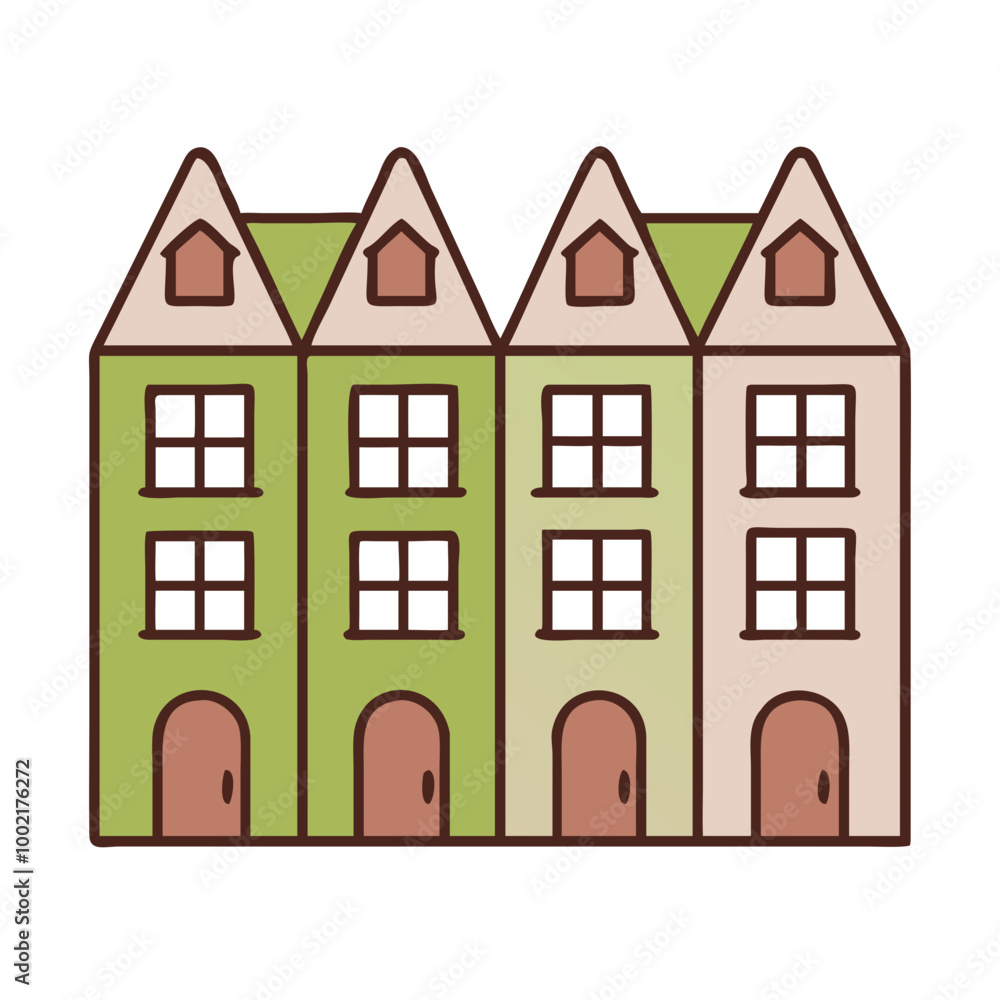 Naklejka premium A Row of Elegant Townhouses Showcasing Modern Architectural Design