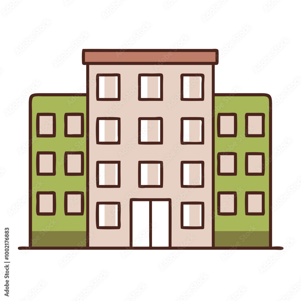 Vector Illustration of a Modern Multi Story Apartment Building with Evenly Spaced Balconies and Windows
Vector Illustration of a Modern Multi Story Apartment Building with Evenly Spaced Balconies and Windows