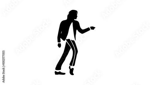 Konstfotografi moonwalk dancer emblem, black isolated silhouette