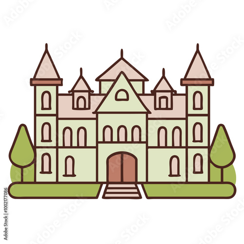 Majestic Luxury Home with Exquisite Detailing and Expansive MultiStory Layout Vector Art

