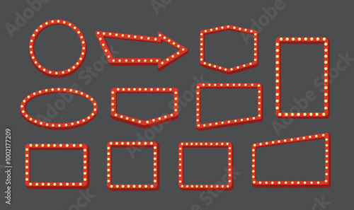Retro Cinema and Theater Sign Frame Set vector illustration