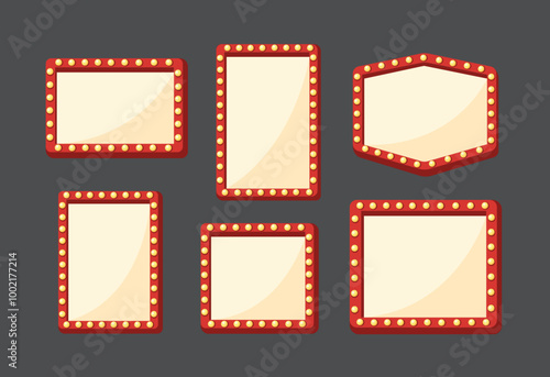 Retro Cinema and Theater Sign Frame Set vector illustration
