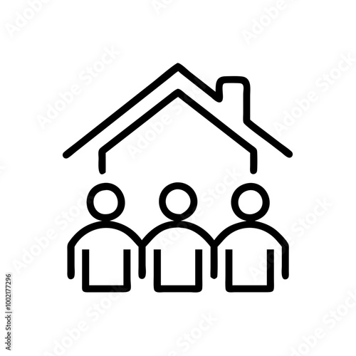 Family and Friends Enjoying Time Together by a Lovely House Icon Vector Artwork 