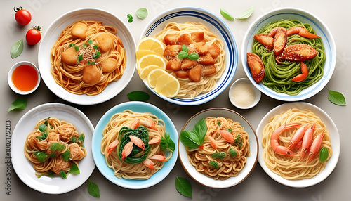 Artistic cuisine of noodles, the allure of lunchtime.