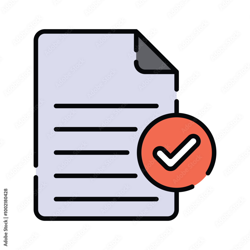 A document icon with a check mark symbol, indicating approval A document icon with a check mark symbol, indicating approval