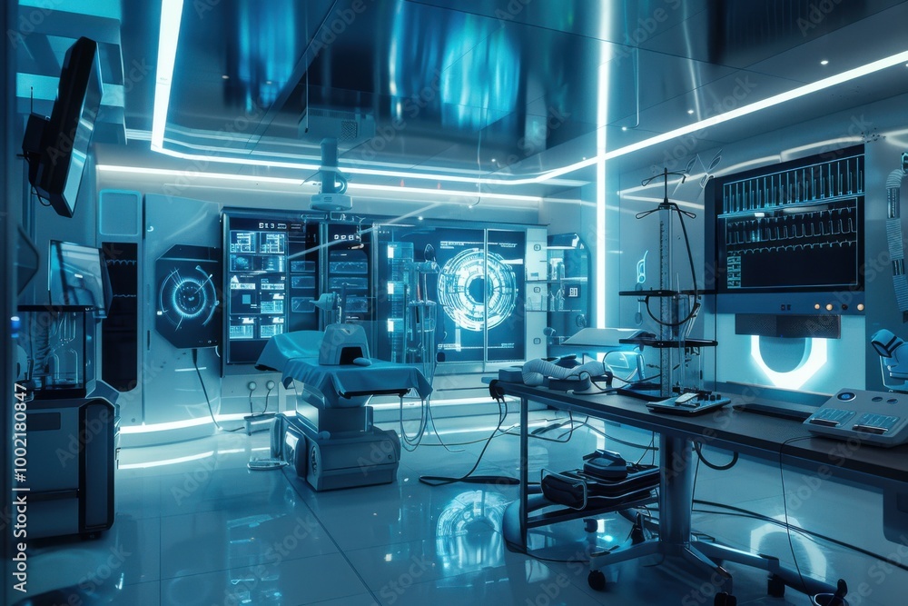 Futuristic High-Tech Medical Facility with Advanced Robotic Surgery and AI Diagnostics
Futuristic High-Tech Medical Facility with Advanced Robotic Surgery and AI Diagnostics