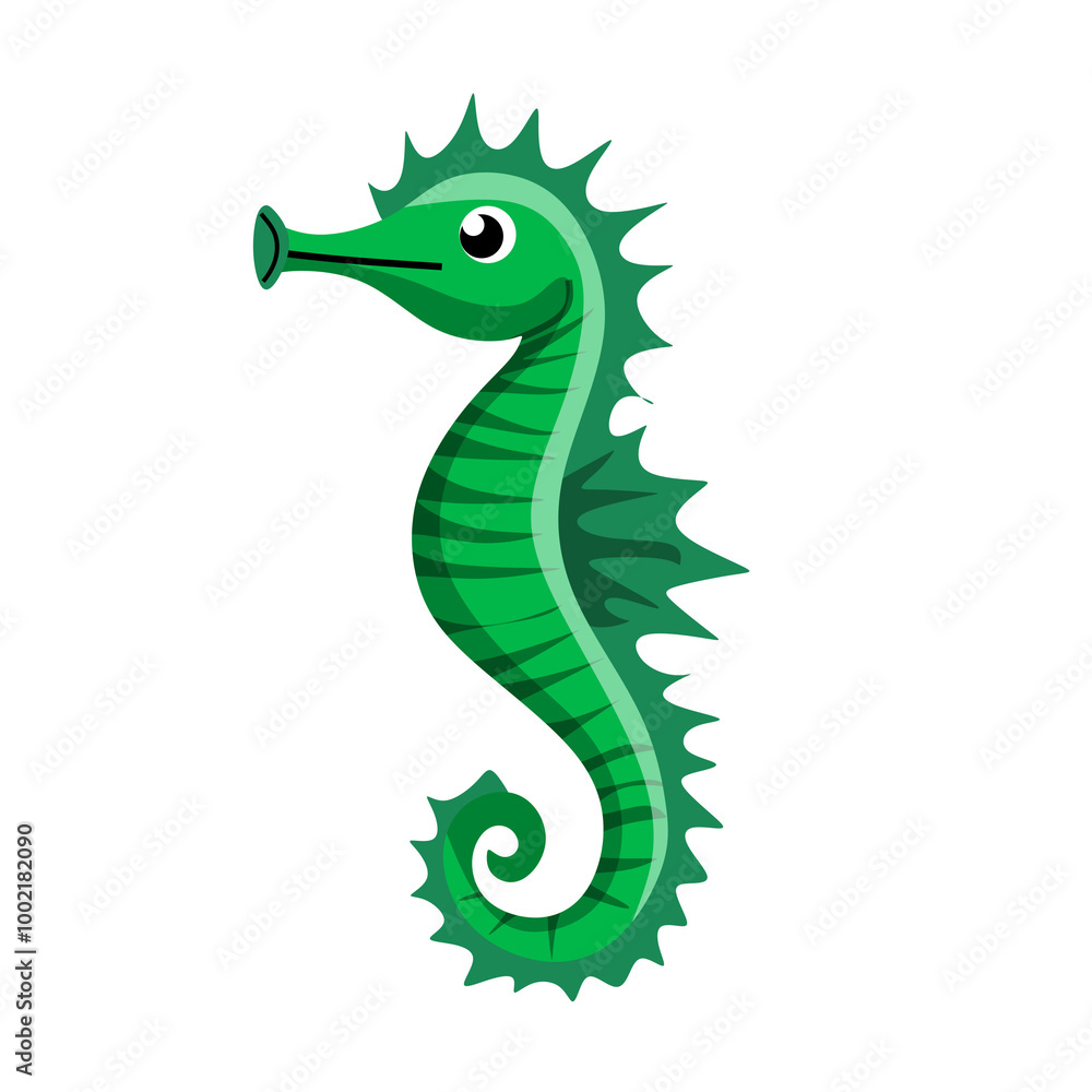 Naklejka premium green seahorses animals vector illustration