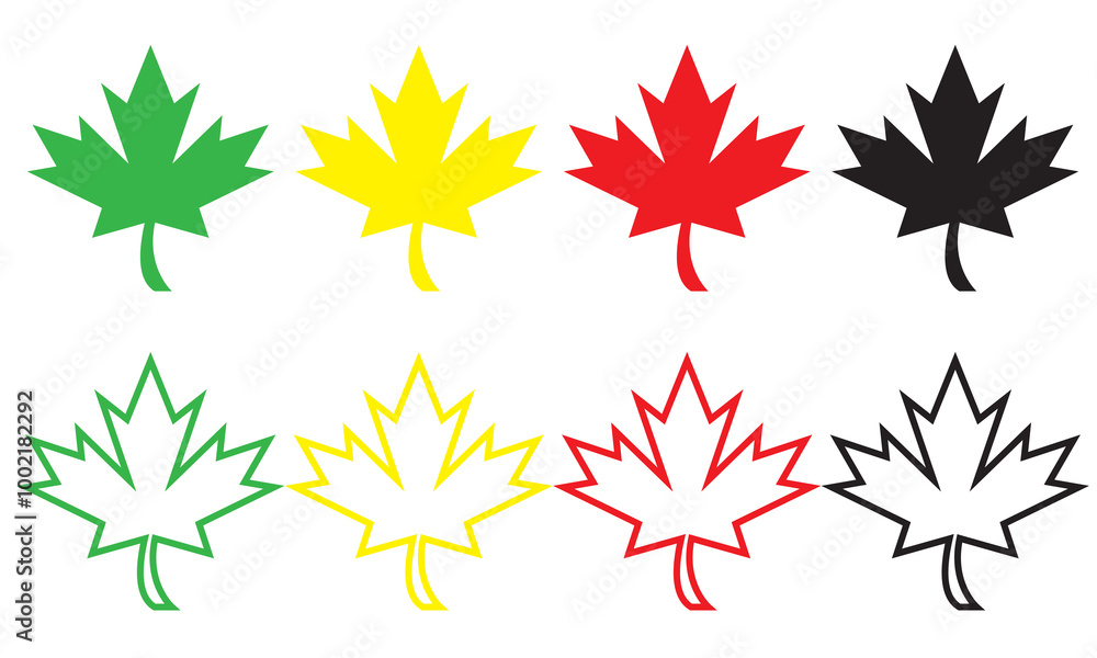 Maple leaves icon collection isolated on white and black background. vector illustration. EPS 10 Maple leaves icon collection isolated on white and black background. vector illustration. EPS 10