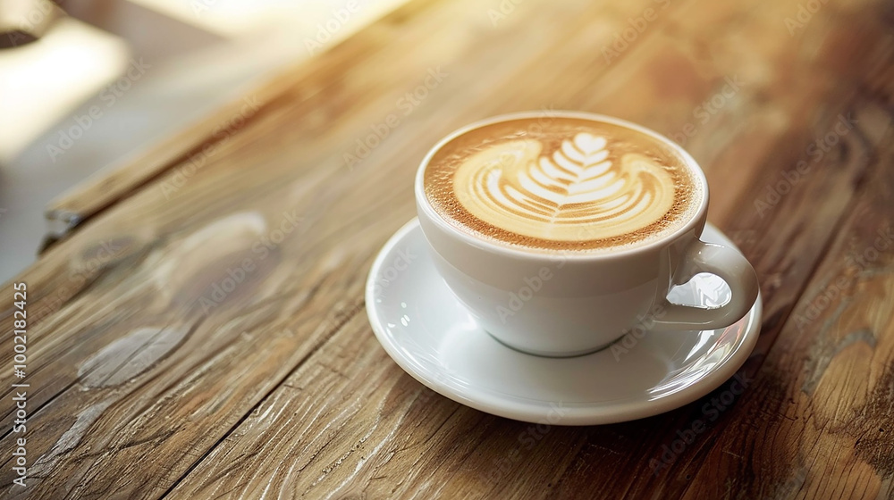 White leaves art in coffee latte White leaves art in coffee latte