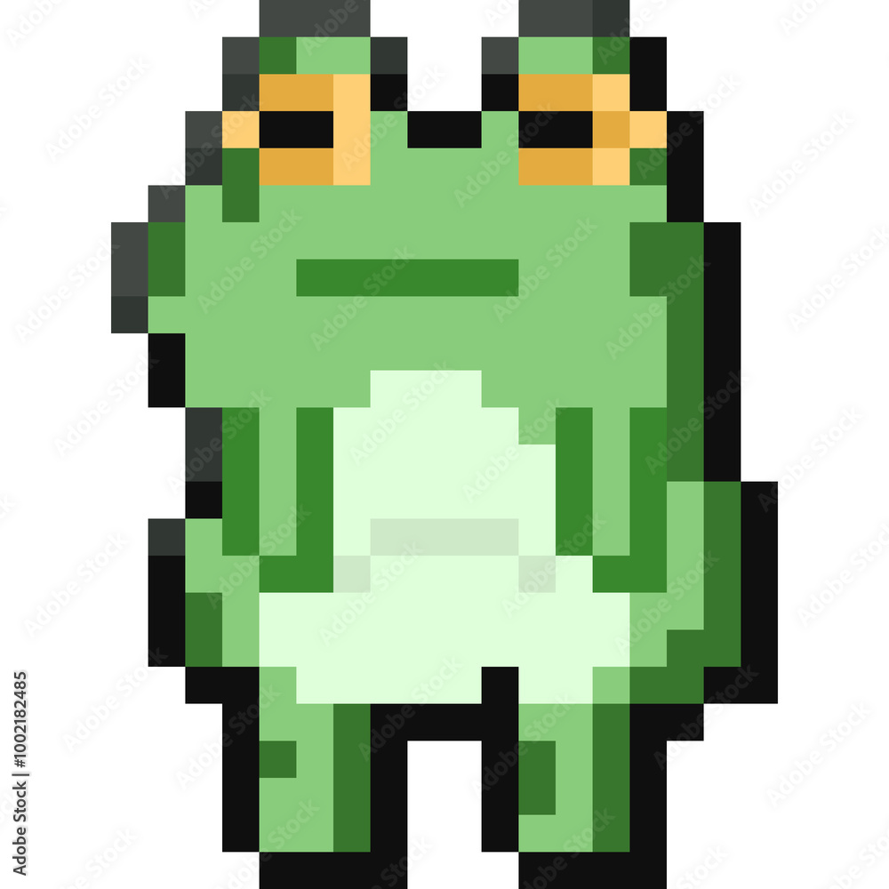 Obraz premium Pixel Cartoon Green Frog Character