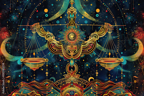 Wallpaper Mural Astrological composition with concept of Libra zodiac sign symbol Torontodigital.ca