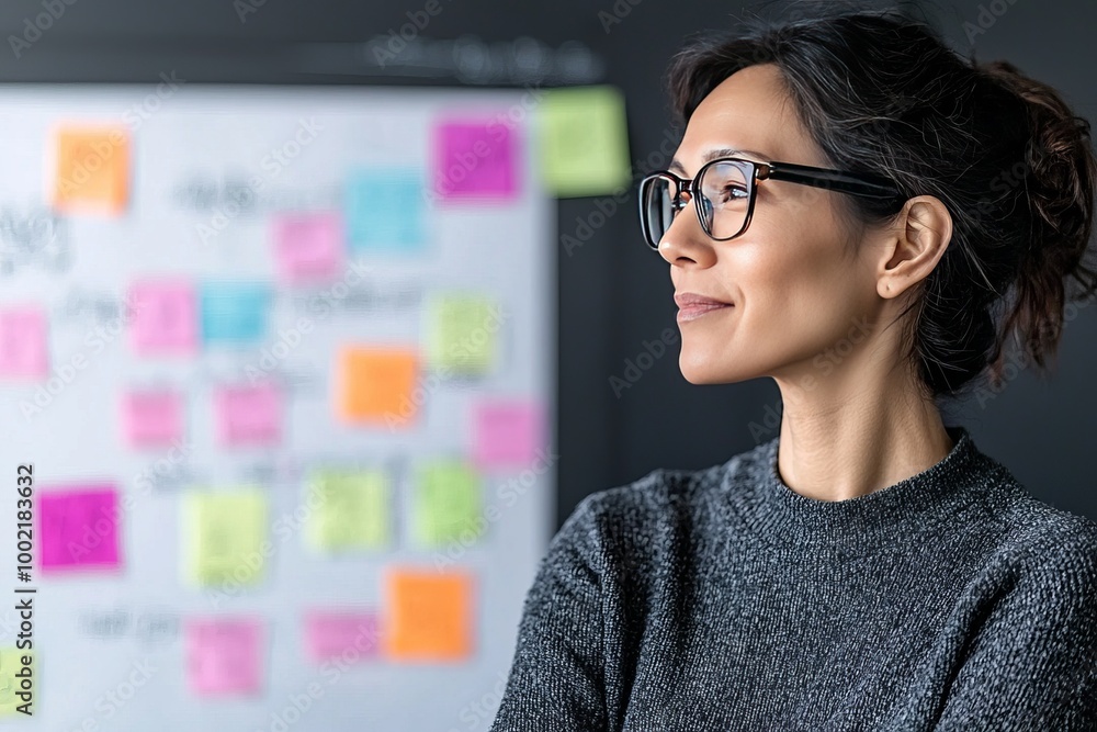 A team brainstorming ideas on a whiteboard in a modern office. They are animated and writing down their thoughts A team brainstorming ideas on a whiteboard in a modern office. They are animated and writing down their thoughts