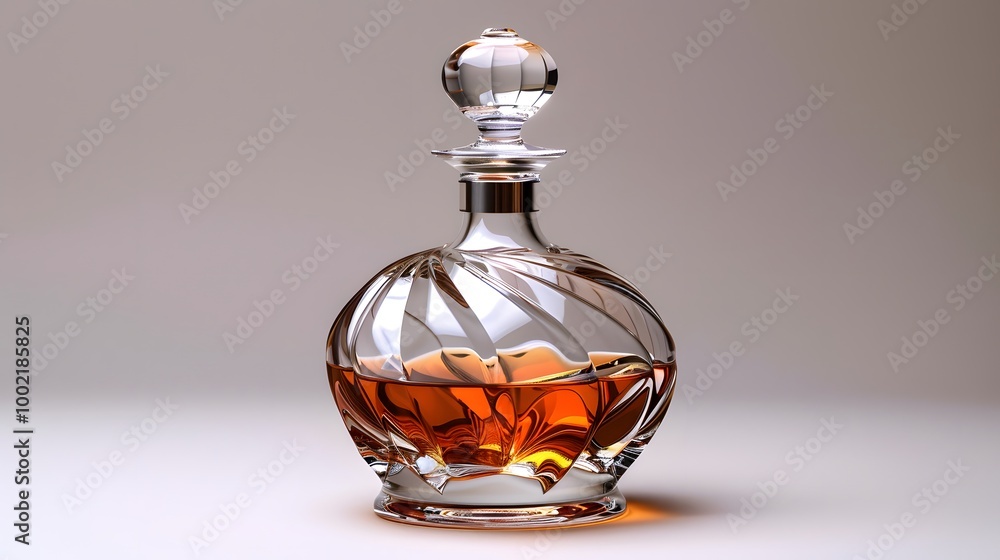 22. A minimalist image with a white background featuring a single crystal decanter, positioned in the center 22. A minimalist image with a white background featuring a single crystal decanter, positioned in the center