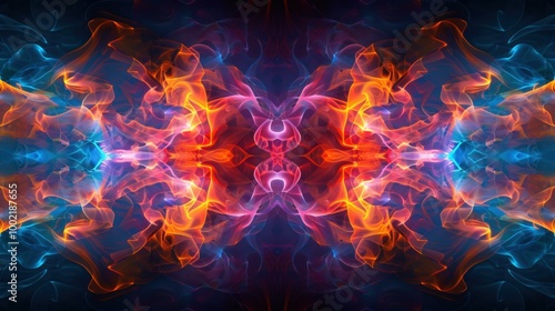 Abstract design with bright colors and swirling patterns. AI.