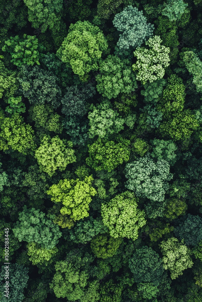 Aerial view of lush green forest canopy. Aerial view of lush green forest canopy.