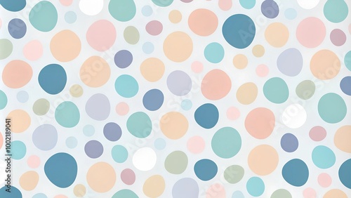 Playful abstract pattern featuring various circles in soft pastel colors on a light background