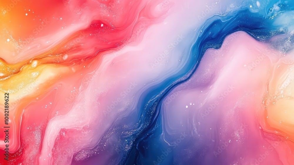 Obraz premium Vibrant Abstract Background with Acrylic Paints, Marble Textures, and Translucent Alcohol-Based Colors