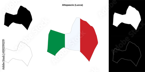 Altopascio (Tuscany) outline map set