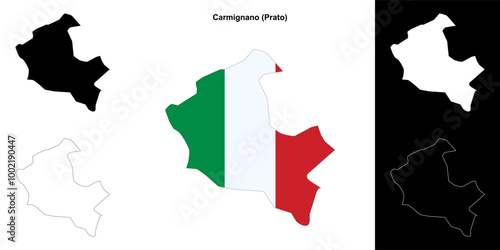 Carmignano (Tuscany) outline map set photo