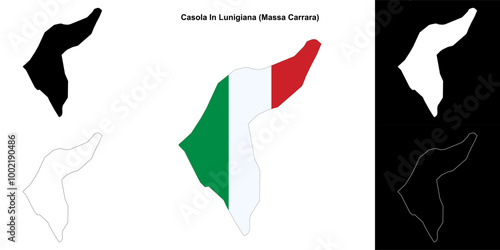 Casola In Lunigiana (Tuscany) outline map set photo