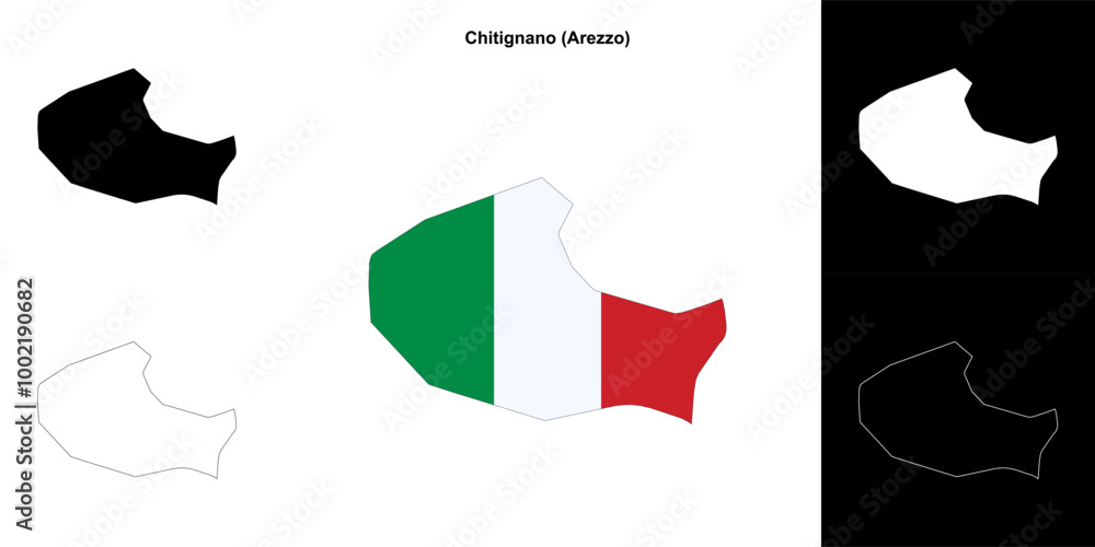 Chitignano (Tuscany) outline map set Chitignano (Tuscany) outline map set