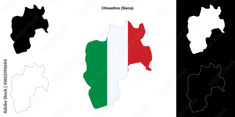 Fototapeta premium Chiusdino (Tuscany) outline map set