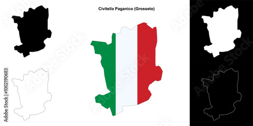 Civitella Paganico (Tuscany) outline map set photo