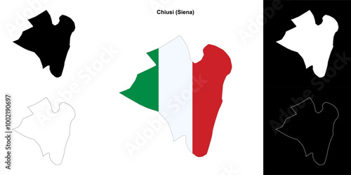 Chiusi (Tuscany) outline map set