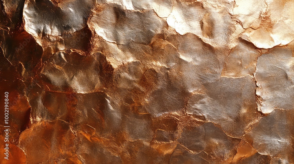 Obraz premium Luxurious Copper Foil Wrapping Paper Texture for Elegant Wallpaper and Decor Backgrounds