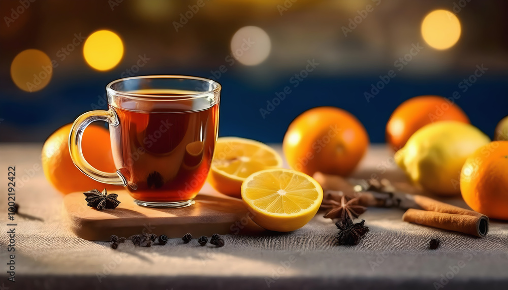 Healing Tea with Fresh Orange and Spices Healing Tea with Fresh Orange and Spices