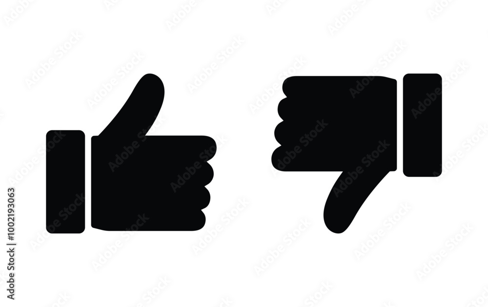 Like and dislike icons set. Thumbs up and thumbs down Vector