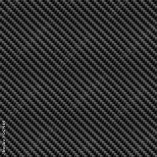 Black diagonal carbon fiber seamless texture pattern vector illustration. Textile fabric, car tuning or cloth macro seamless kevlar crisscross texture background.