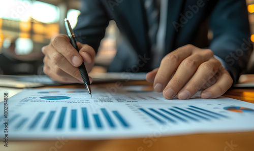 Man is writing with a pen on a piece of paper