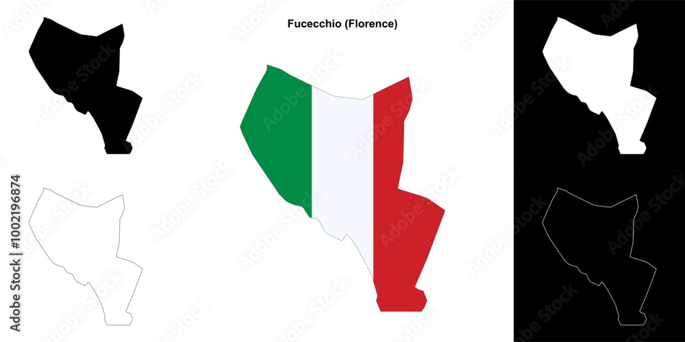 Fucecchio (Tuscany) outline map set