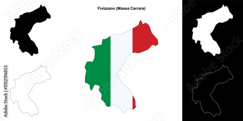 Fivizzano (Tuscany) outline map set photo