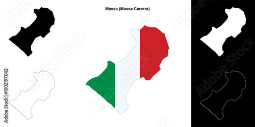 Massa (Tuscany) outline map set