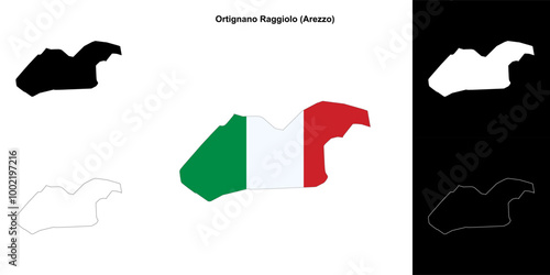 Ortignano Raggiolo (Tuscany) outline map set photo