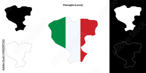 Pescaglia (Tuscany) outline map set photo