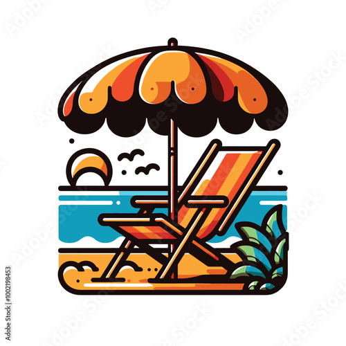 Relaxing Beach Scene Summer Vacation Illustration