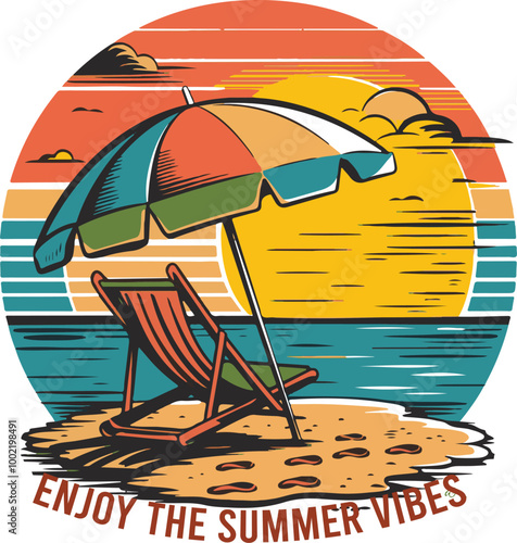 Enjoy the summer vibes  illustration vector .